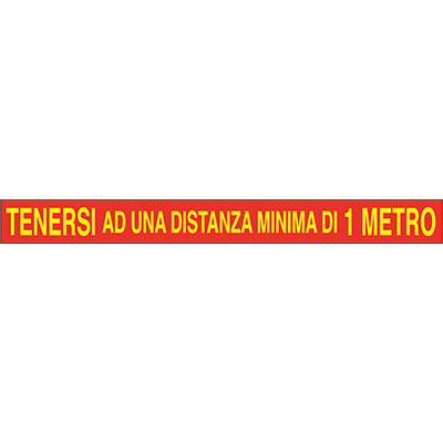 TARGA SEGNALETICA COVID ADESIVA TENERSI A DISTANZA VINILE CM 100X7 - immagine 1