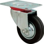 RUOTA A FORCELLA GIREVOLE HAND A/ZINCATO/GOMMA NERA D.MM 160X40 P.MM 135X105